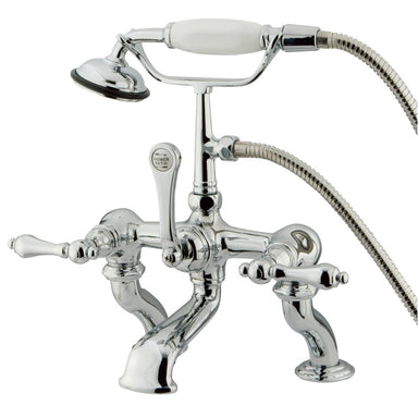 Kingston Brass Vintage Adjustable 3-3/8" - 10" Center Deck Mount Clawfoot Tub Filler with Hand Shower-Tub Faucets-Free Shipping-Directsinks.