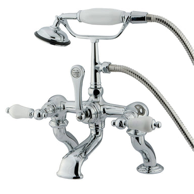 Kingston Brass Vintage Adjustable 3-3/8" - 10" Center Classic Deck Mount Clawfoot Tub Filler with Hand Shower-Tub Faucets-Free Shipping-Directsinks.