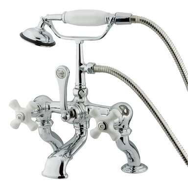 Kingston Brass Vintage Deck Mount Adjustable 3-3/8" - 10" Center Classic Clawfoot Tub Filler with Hand Shower-Tub Faucets-Free Shipping-Directsinks.