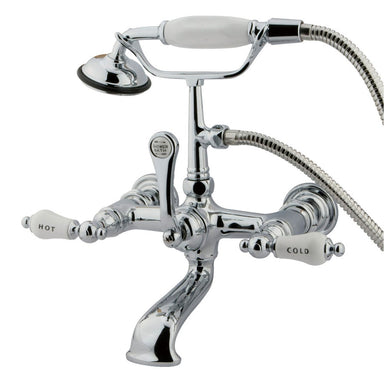 Kingston Brass Vintage Wall Mount Clawfoot Brass Tub Filler Faucet with Hand Shower-Tub Faucets-Free Shipping-Directsinks.