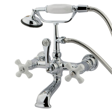 Kingston Brass Vintage 7" Spread Classic Wall Mount Clawfoot Tub Filler Faucet with Hand Shower-Tub Faucets-Free Shipping-Directsinks.