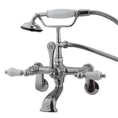 Kingston Brass Vintage 3-3/8" to 11" Wall Mount Clawfoot Tub Filler Faucet with Hand Shower-Tub Faucets-Free Shipping-Directsinks.