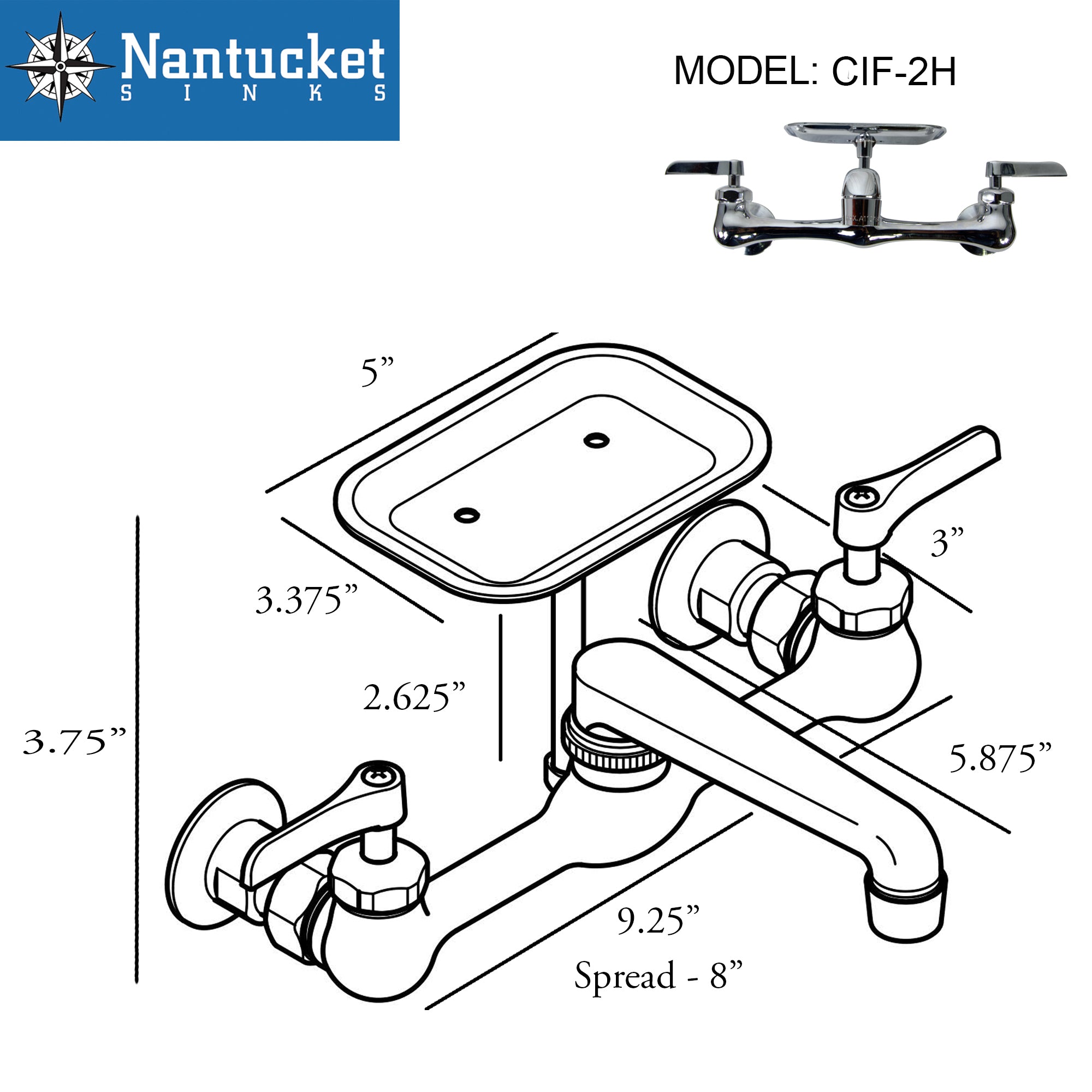 Nantucket Sinks Wall Mount Utility Faucet with Soap Dish