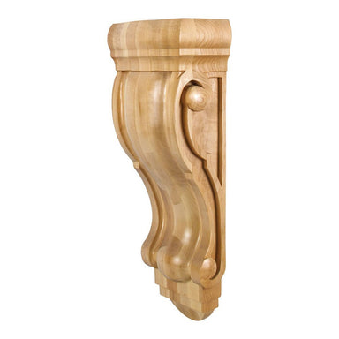 Hardware Resources 8-1/4" x 5-1/4" x 22" Rubberwood Rounded Scrolled Corbel-DirectSinks