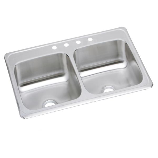 CR43224 Elkay Celebrity Stainless Steel 43" x 22" x 6-7/8" 4-Hole Equal Double Bowl Drop-in Sink