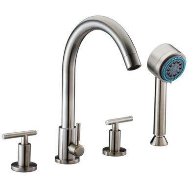 Dawn 4-Hole Tub Filler with Personal Handshower and Lever Handles in Brushed Nickel-Tub Faucets Fast Shipping at DirectSinks.