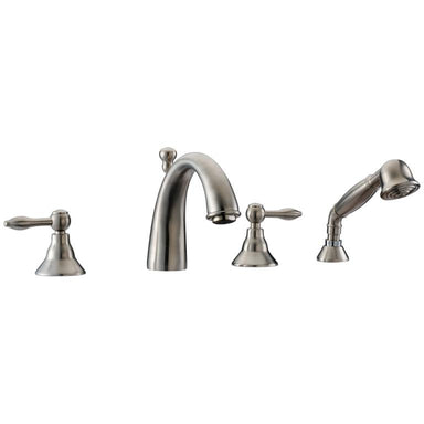 Dawn 4-Hole Tub Filler with Personal Handshower in Brushed Nickel and Lever Handles-Tub Faucets Fast Shipping at DirectSinks.