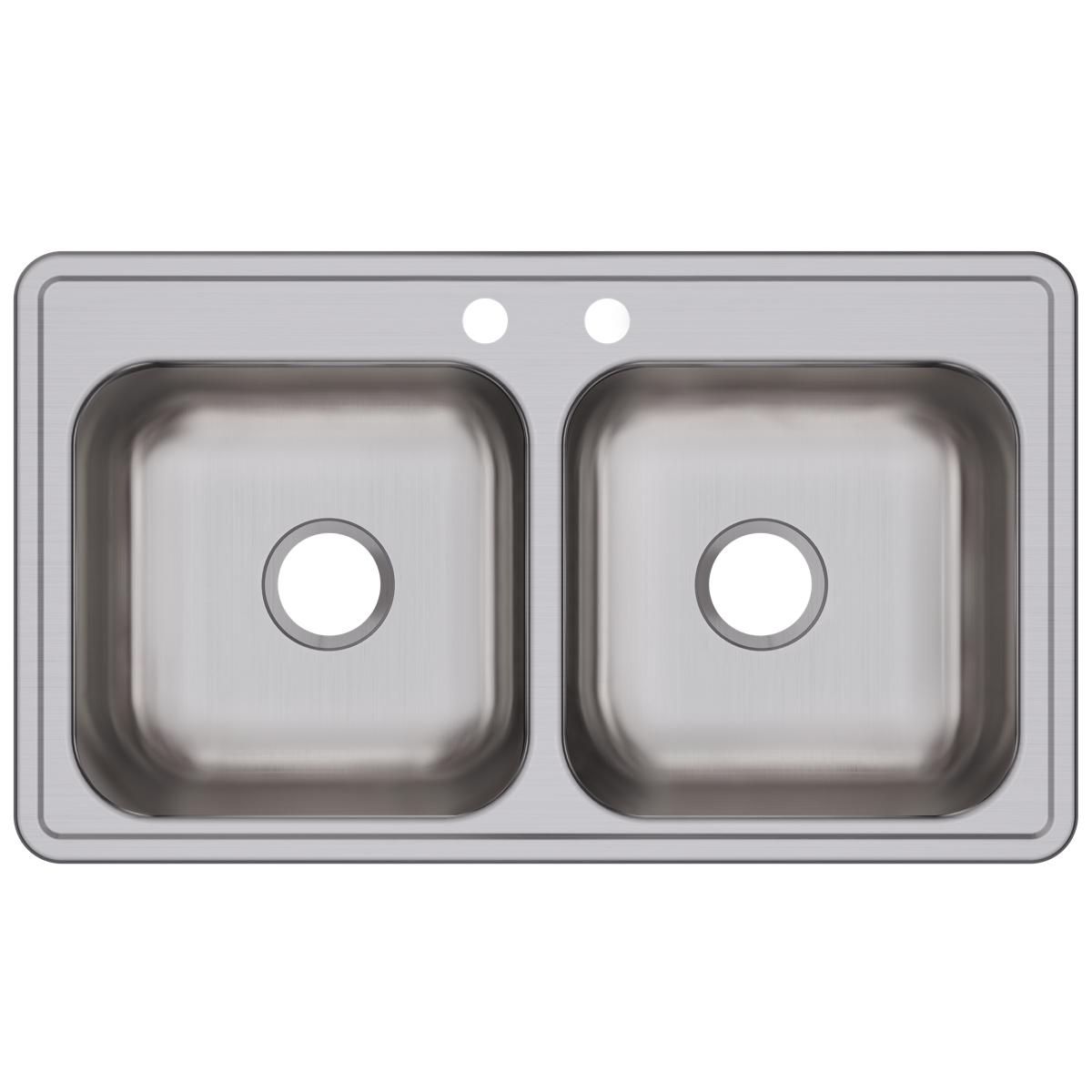Elkay Dayton 33" x 19" x 8" Stainless Steel Equal Double Bowl Drop-in Sink