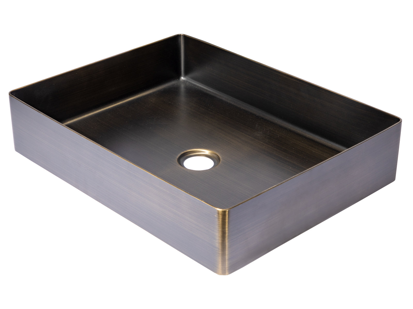 Rectangular 19" x 14 1/2" Stainless Steel Bathroom Vessel Sink with Drain in Antique Gold
