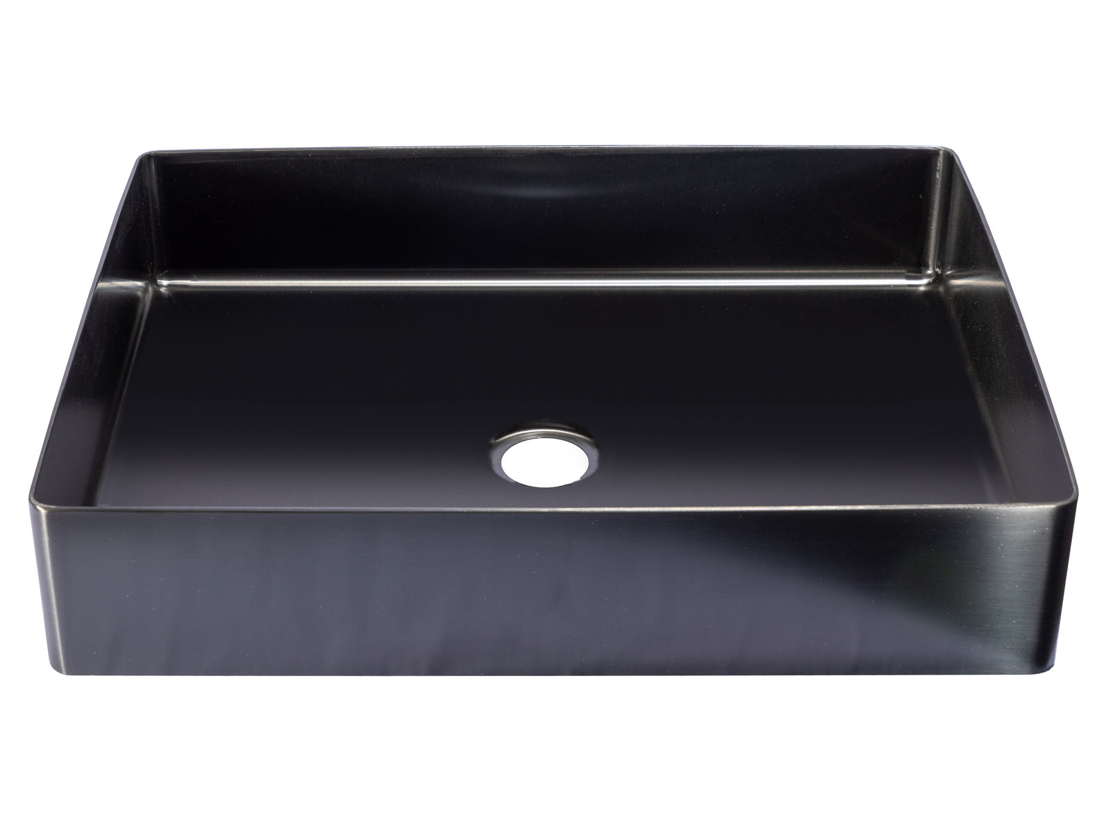 Rectangular 19 x 14 1/2" Stainless Steel Bathroom Vessel Sink with Drain in Black