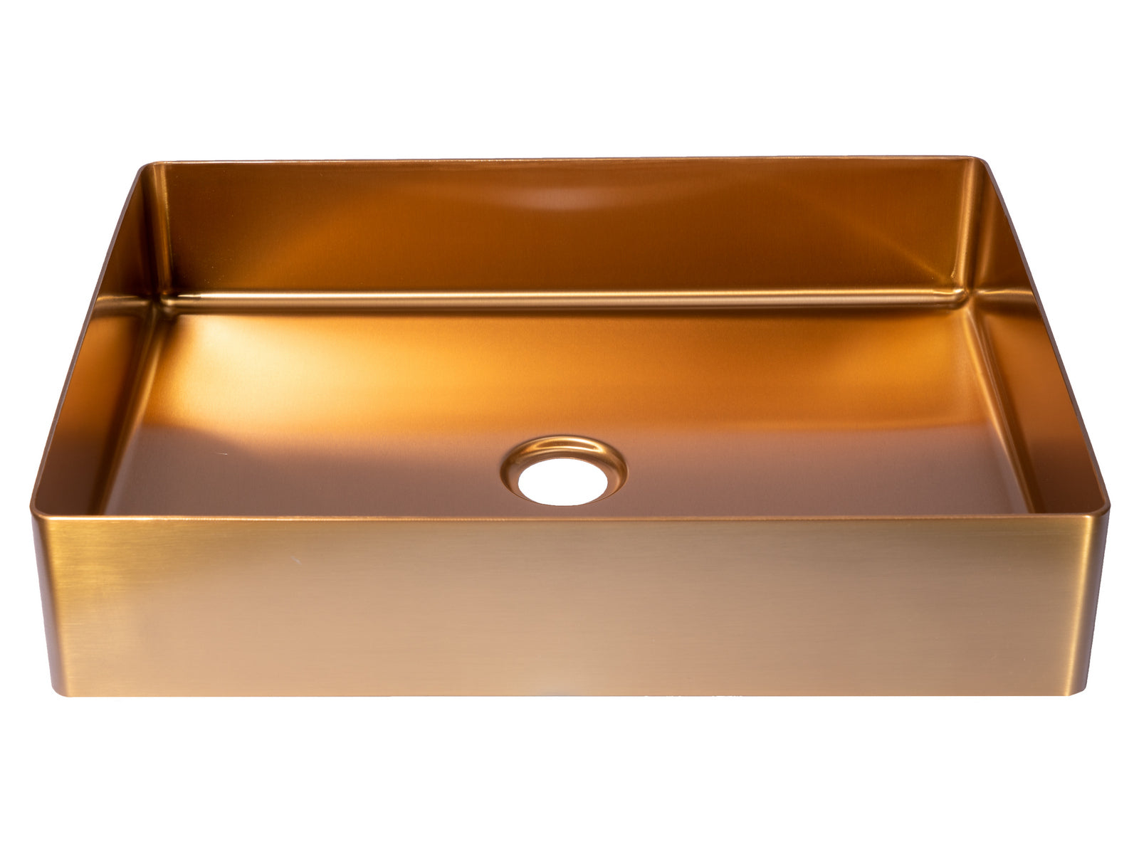 Rectangular 19" x 14 1/2" Stainless Steel Bathroom Vessel Sink with Drain in Rose Gold