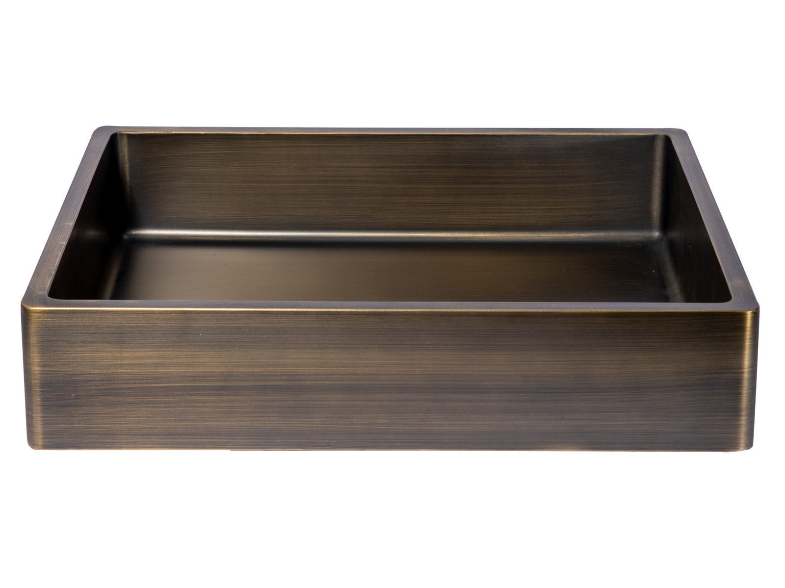 Rectangular 18 3/4" x 15 3/4" Thick Rim Stainless Steel Bathroom Vessel Sink with Drain in Antique Gold