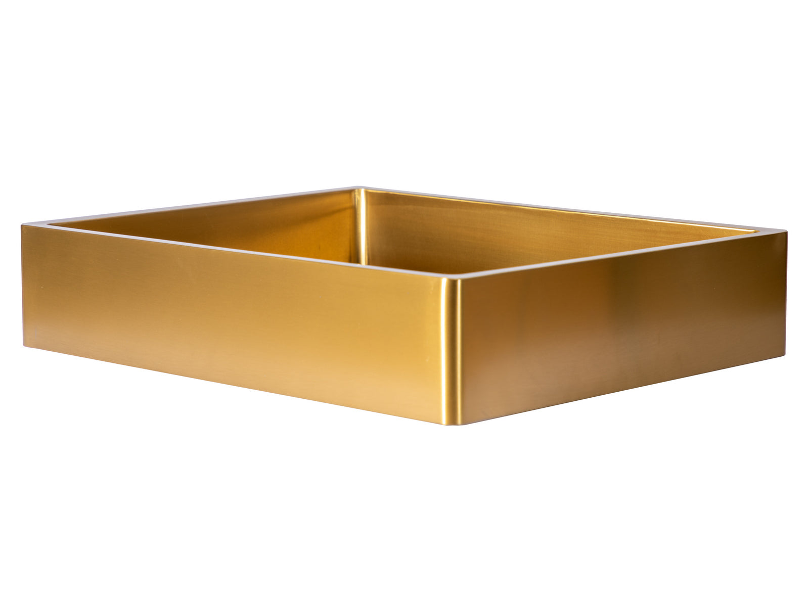 Rectangular 18 3/4" x 15 3/4" Thick Rim Stainless Steel Bathroom Vessel Sink with Drain in Gold
