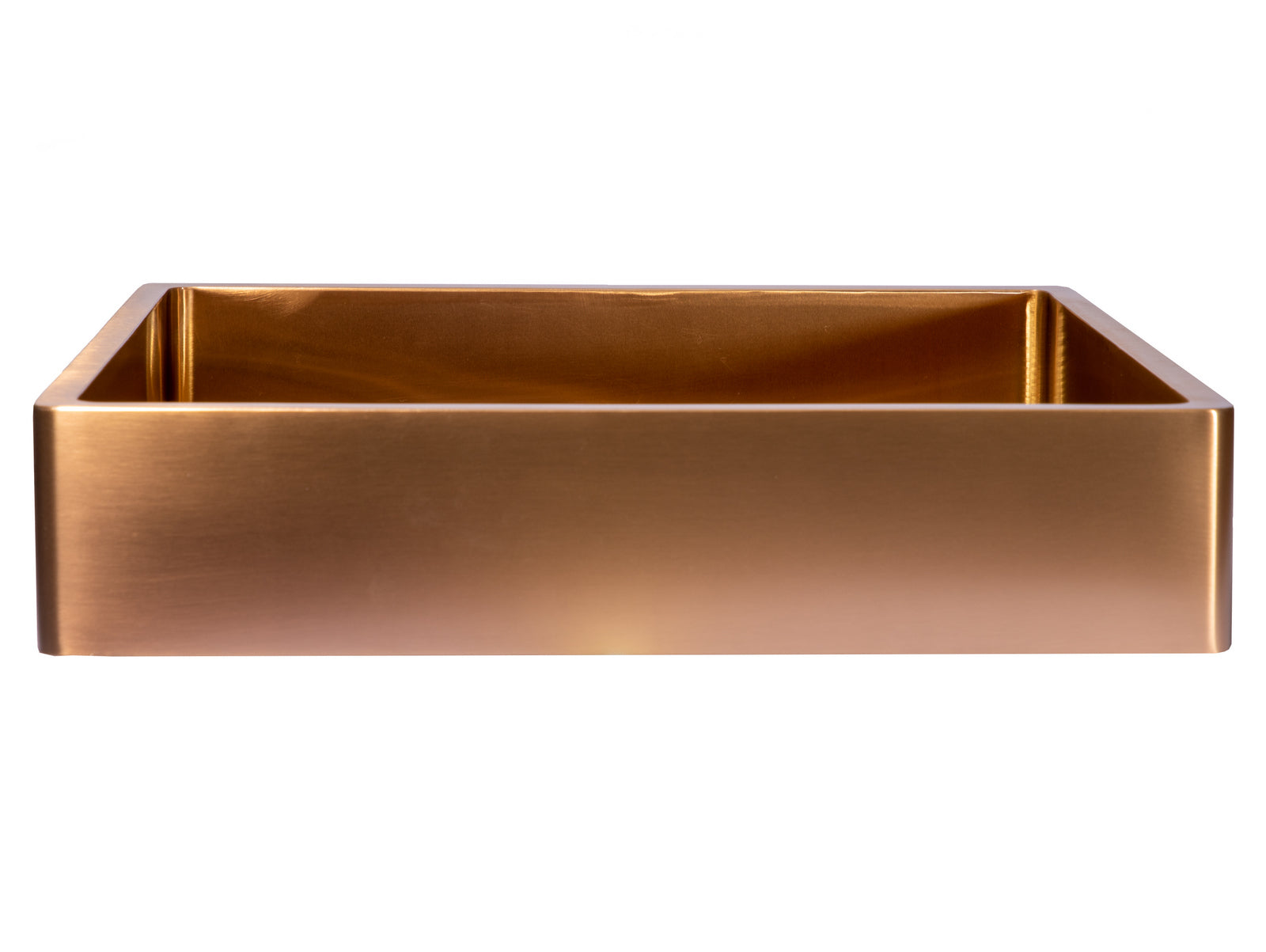 Rectangular 18 3/4" x 15 3/4" Thick Rim Stainless Steel Bathroom Vessel Sink with Drain in Rose Gold