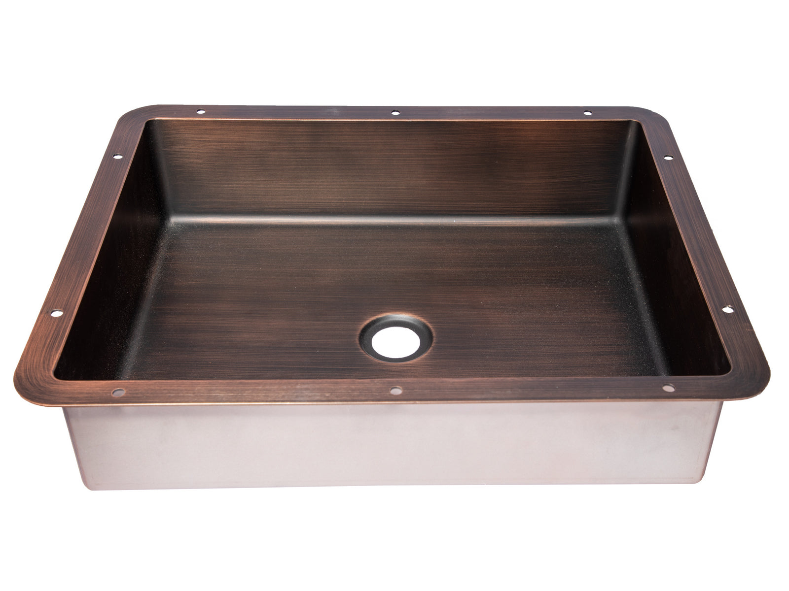 Rectangular 20" x 16" Stainless Steel Undermount Bathroom Sink with Drain in Bronze