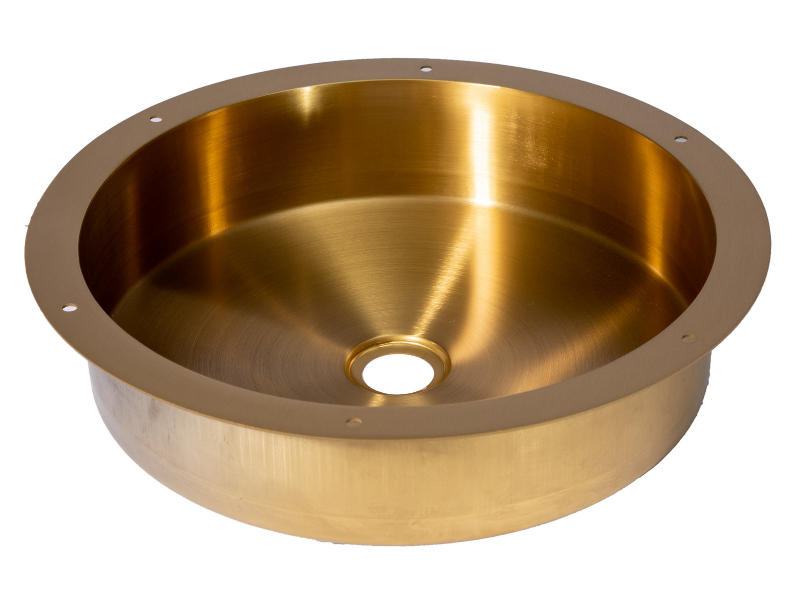 15" Round Stainless Steel Undermount Bathroom Sink with Drain in Gold