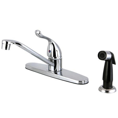 Kingston Brass Yosemite 8-Inch Centerset Kitchen Faucet with Black Side Sprayer-Kitchen Faucets-Free Shipping-Directsinks.