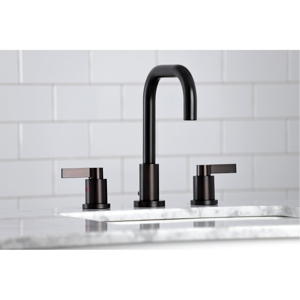 Kingston Brass NuvoFusion Widespread Bathroom Faucet with Brass Pop-Up