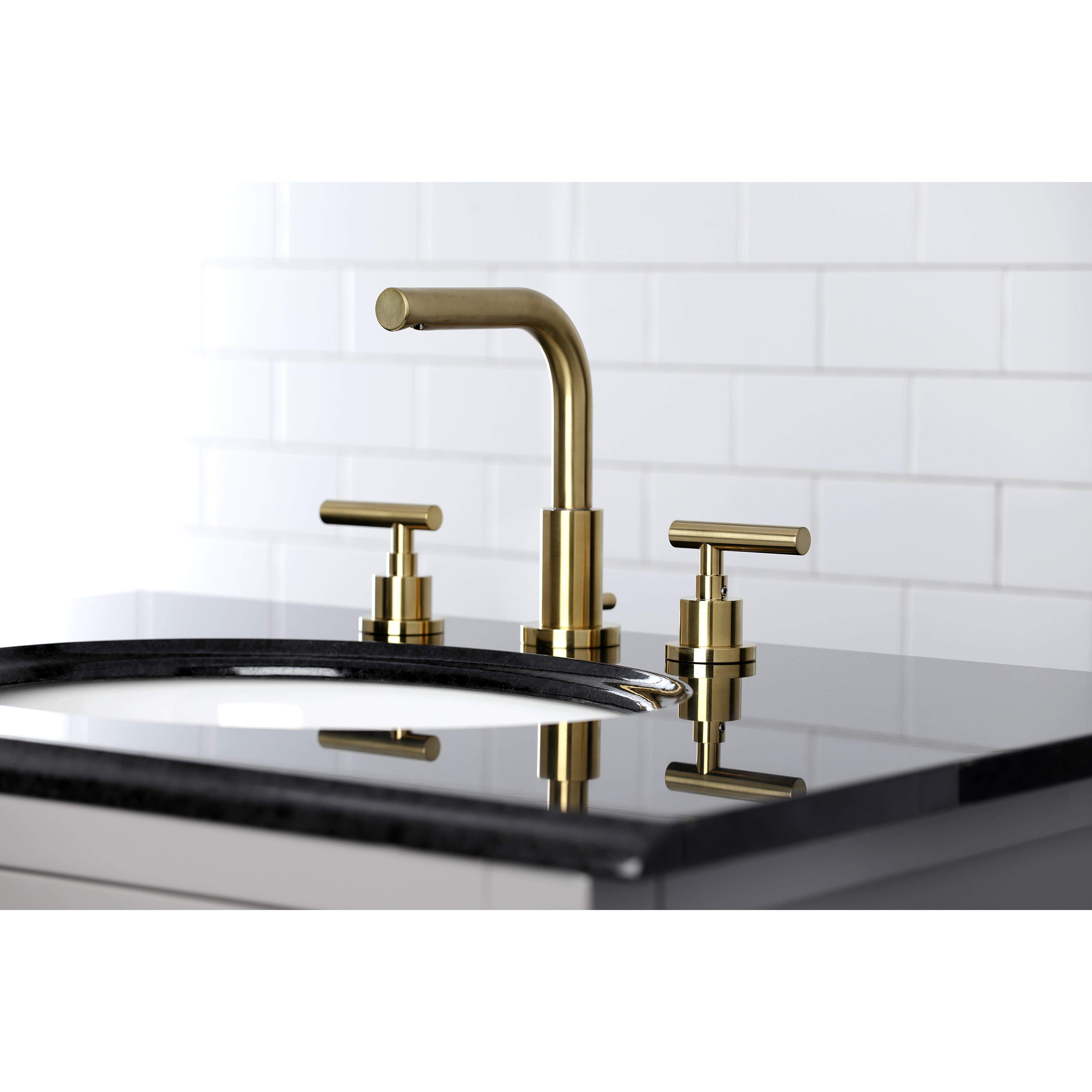 Kingston Brass FSC895XCML-P Manhattan Widespread Bathroom Faucet with Brass Pop-Up
