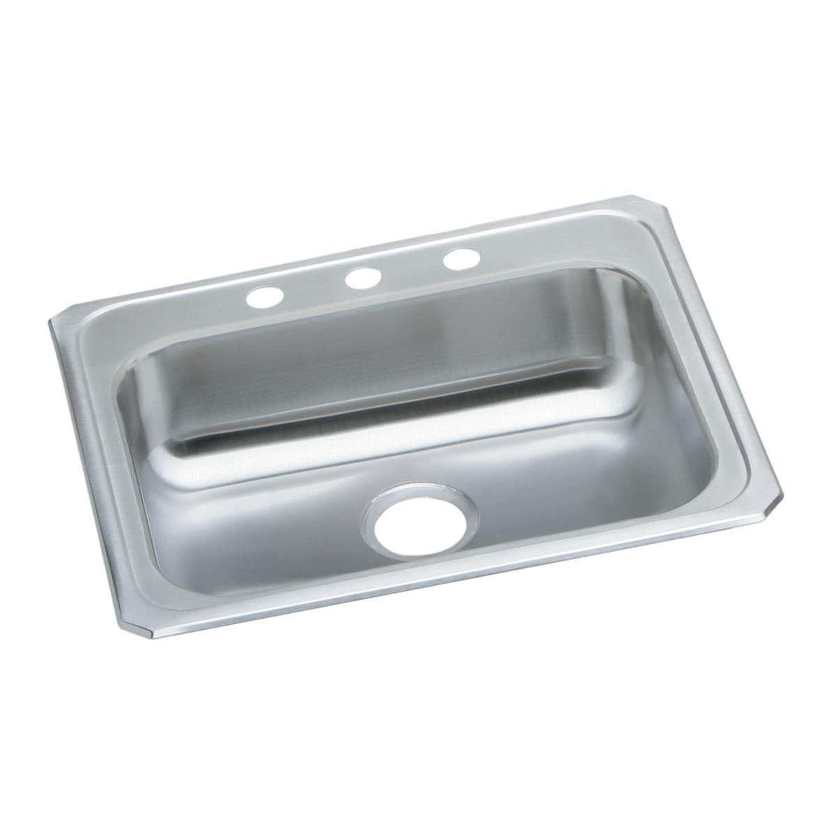 Elkay 25" x 21-1/4" Stainless Steel Single Bowl Drop-in Sink,  5-3/8" Deep