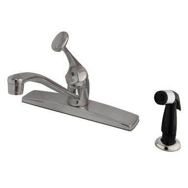 Kingston Brass GKB0572 Water Saving Columbia Single Lever Handle Centerset Kitchen Faucet with Side Sprayer in Satin Nickel-Kitchen Faucets-Free Shipping-Directsinks.