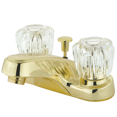 Kingston Brass Water Saving Americana Centerset Lavatory Faucet with Acrylic Handle and ABS Pop-up-Bathroom Faucets-Free Shipping-Directsinks.