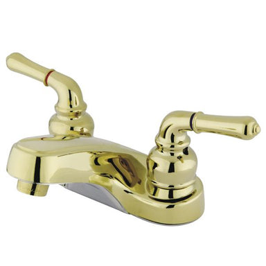 Kingston Brass GKB252LP Water Saving Magellan Centerset Polished Brass Lavatory Faucet with Lever Handles and Grip Drain-Bathroom Faucets-Free Shipping-Directsinks.