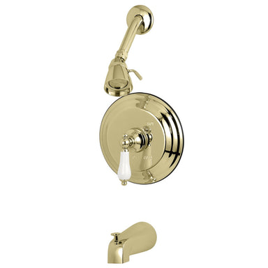 Kingston Brass Water Saving Restoration Tub and Shower Faucet with Porcelain Lever Handles-Shower Faucets-Free Shipping-Directsinks.
