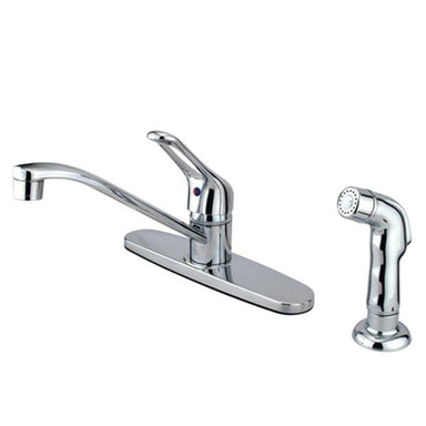 Kingston Brass GKB562SP Water Saving Wyndham Centerset Kitchen Faucet with Single Loop Handle and Side Sprayer in Chrome-Kitchen Faucets-Free Shipping-Directsinks.