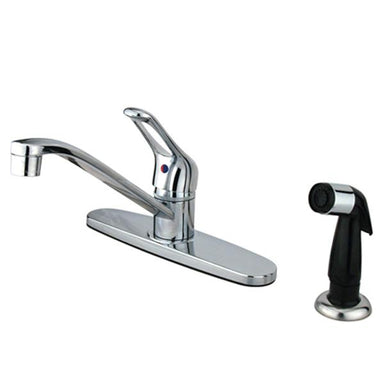 Kingston Brass Water Saving Wyndham Centerset Kitchen Faucet with Single Loop Handle and Side Sprayer-Kitchen Faucets-Free Shipping-Directsinks.