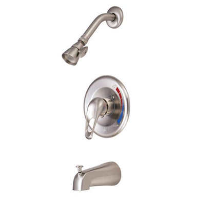 Kingston Brass GKB698 Water Saving Chatham Tub and Shower Faucet with 1.5GPM Showerhead and Single Loop Handle in Satin Nickel-Shower Faucets-Free Shipping-Directsinks.