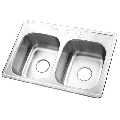 Gourmetier Studio GKTD332283 Self Rimming Double Bowl Sink, Satin Nickel-Kitchen Sinks-Free Shipping-Directsinks.