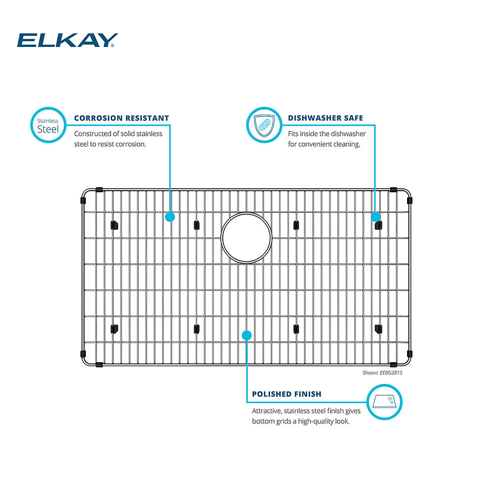 LKWOBG2118SS Elkay Stainless Steel 18-3/4" x 16-5/8" x 1" Bottom Grid for Elkay's "D" Sink