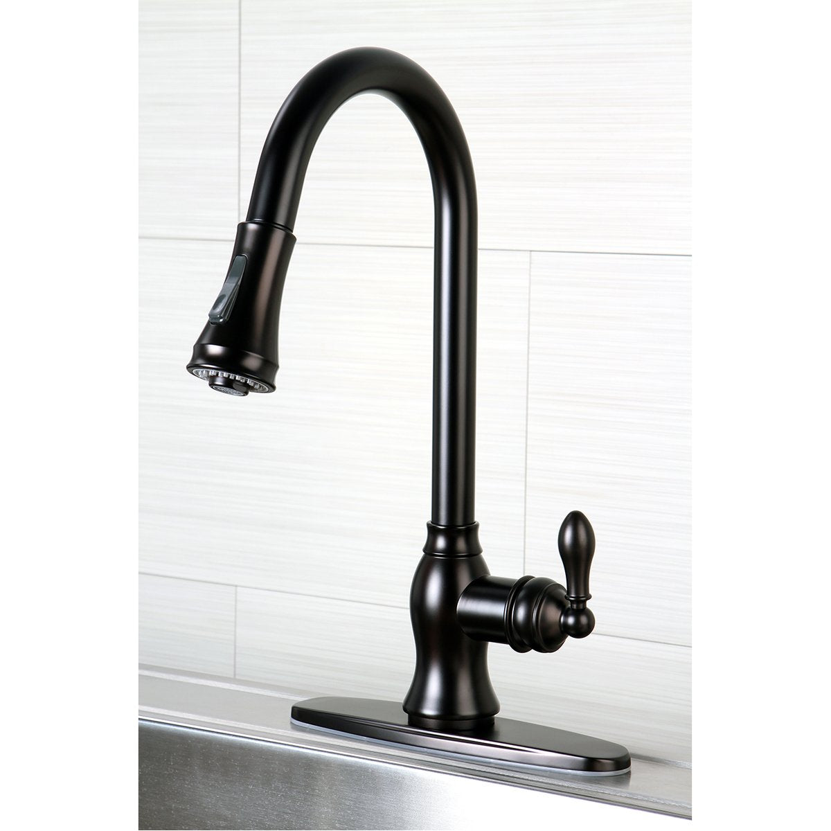 Kingston Brass Gourmetier American Classic Single-Handle Pull-Down Sprayer Kitchen Faucet