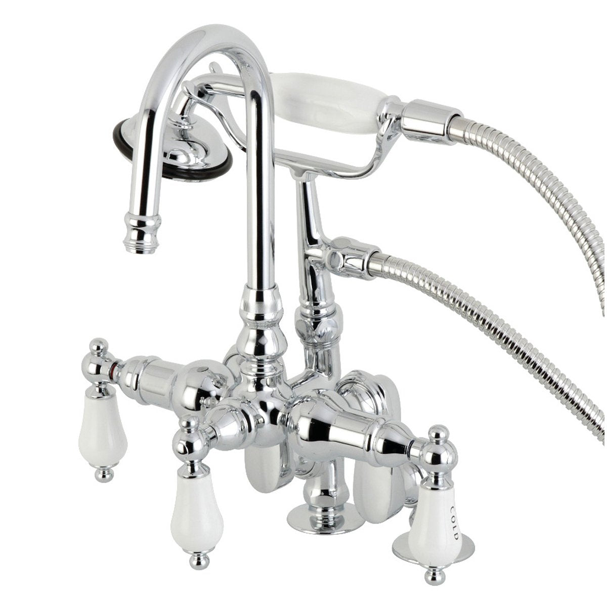 Kingston Brass CC617TX-P Vintage Clawfoot  12.5" x 10" x 8.25" Tub Faucet with Hand Shower
