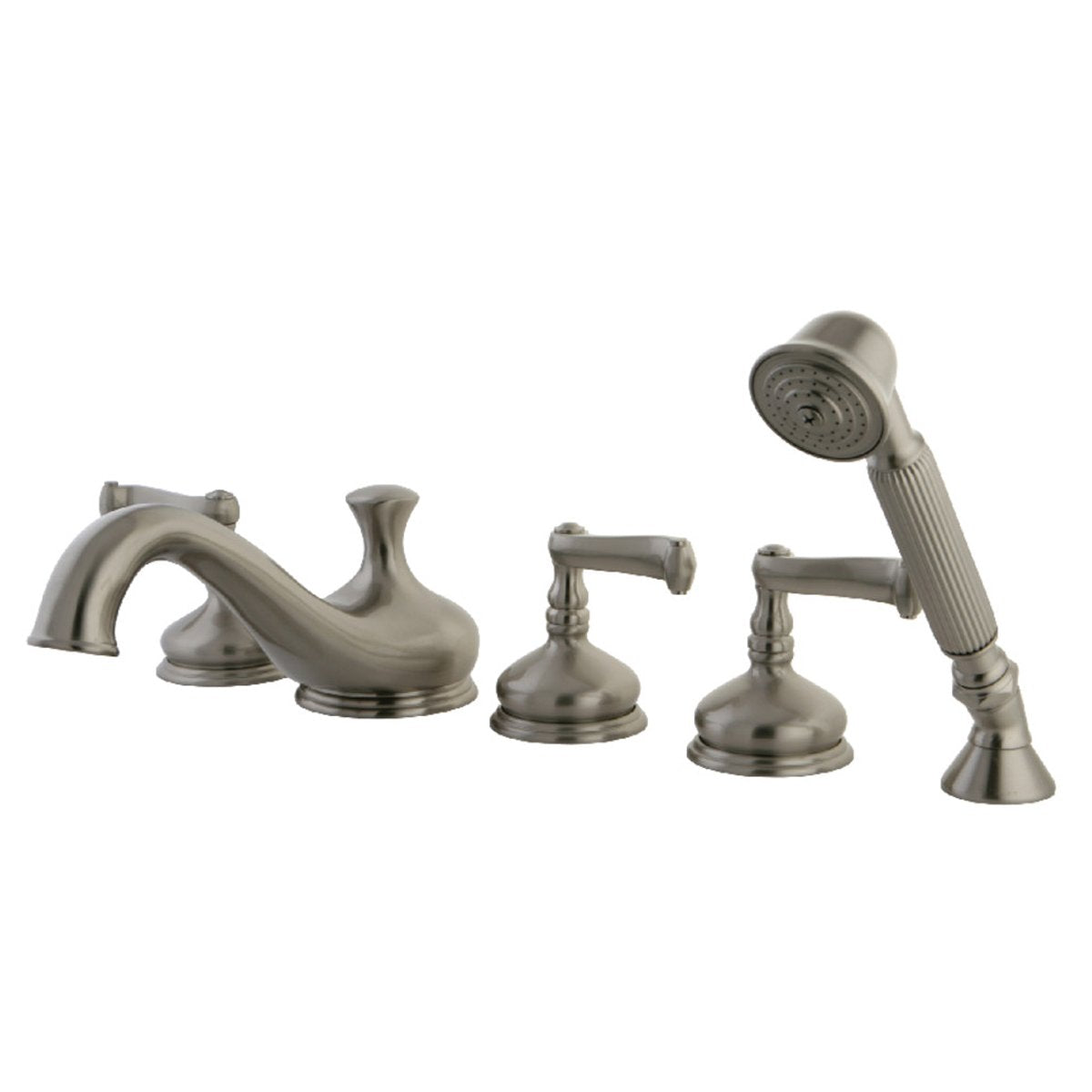 Kingston Brass Roman Tub Faucet with Hand Shower in Brushed Nickel