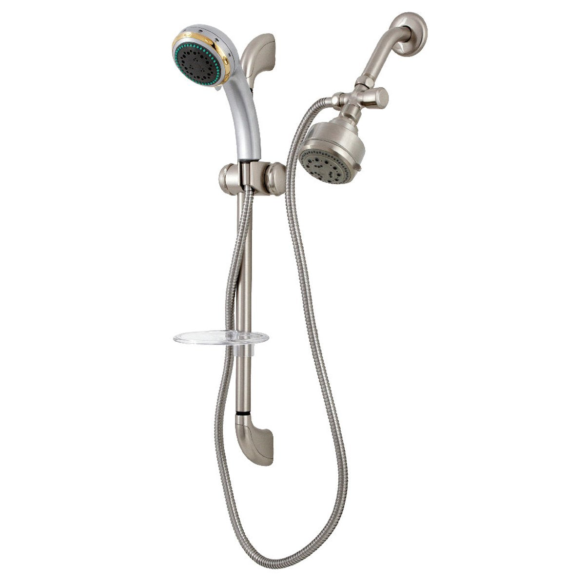 Kingston Brass Shower System with Slide Bar and Hand Shower in Brushed Nickel