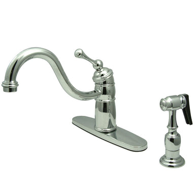 Kingston Brass Victorian Single Handle Kitchen Faucet with Brass Sprayer-Kitchen Faucets-Free Shipping-Directsinks.