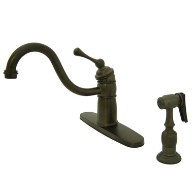Kingston Brass Victorian Single Handle Kitchen Faucet with Brass Sprayer-Kitchen Faucets-Free Shipping-Directsinks.