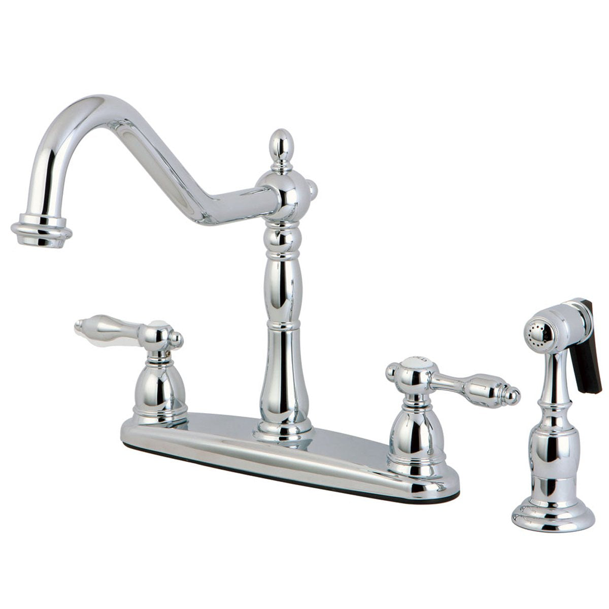 Kingston Brass Tudor 8" Center Kitchen Faucet with Brass Sprayer-Kitchen Faucets-Free Shipping-Directsinks.