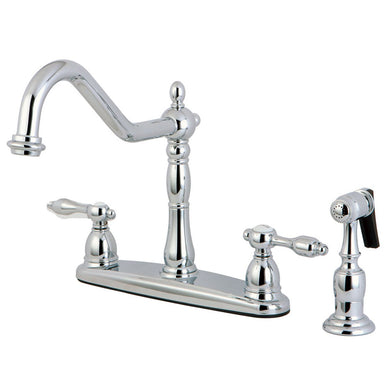 Kingston Brass Tudor 8" Center Kitchen Faucet with Brass Sprayer-Kitchen Faucets-Free Shipping-Directsinks.