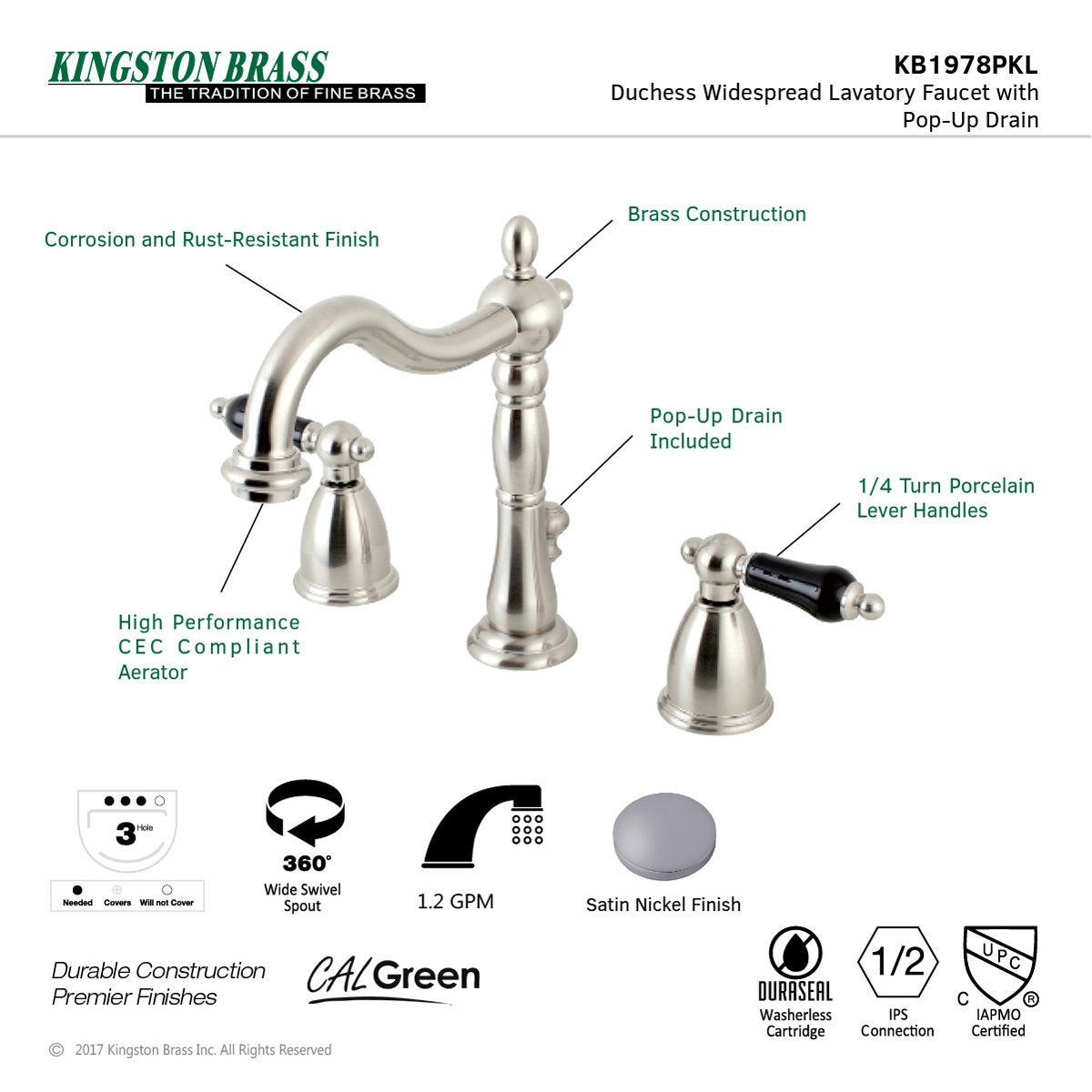 Kingston Brass Duchess 8-Inch Widespread Bathroom Faucet
