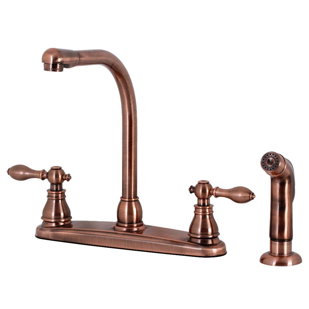 Kingston Brass KB71XACLSP-P American Classic Centerset Kitchen Faucet with Side Sprayer