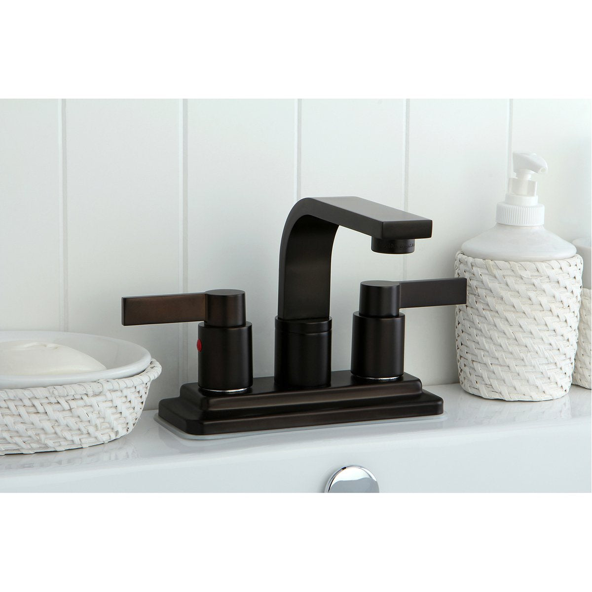 Kingston Brass NuvoFusion 4-Inch Centerset Two-Handle Bathroom Faucet