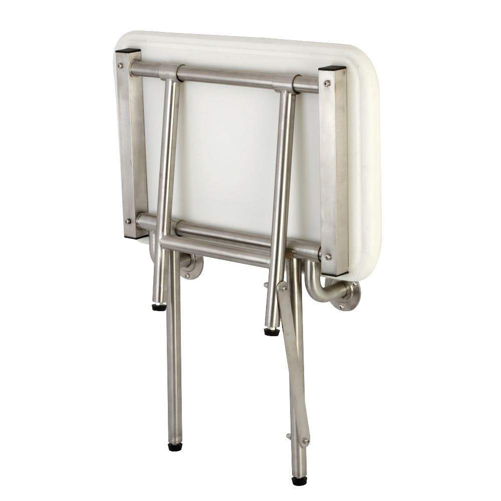 Kingston Brass 22"x16" Wall Mount Folded Shower Seat with Floor Support in Brushed Stainless Steel