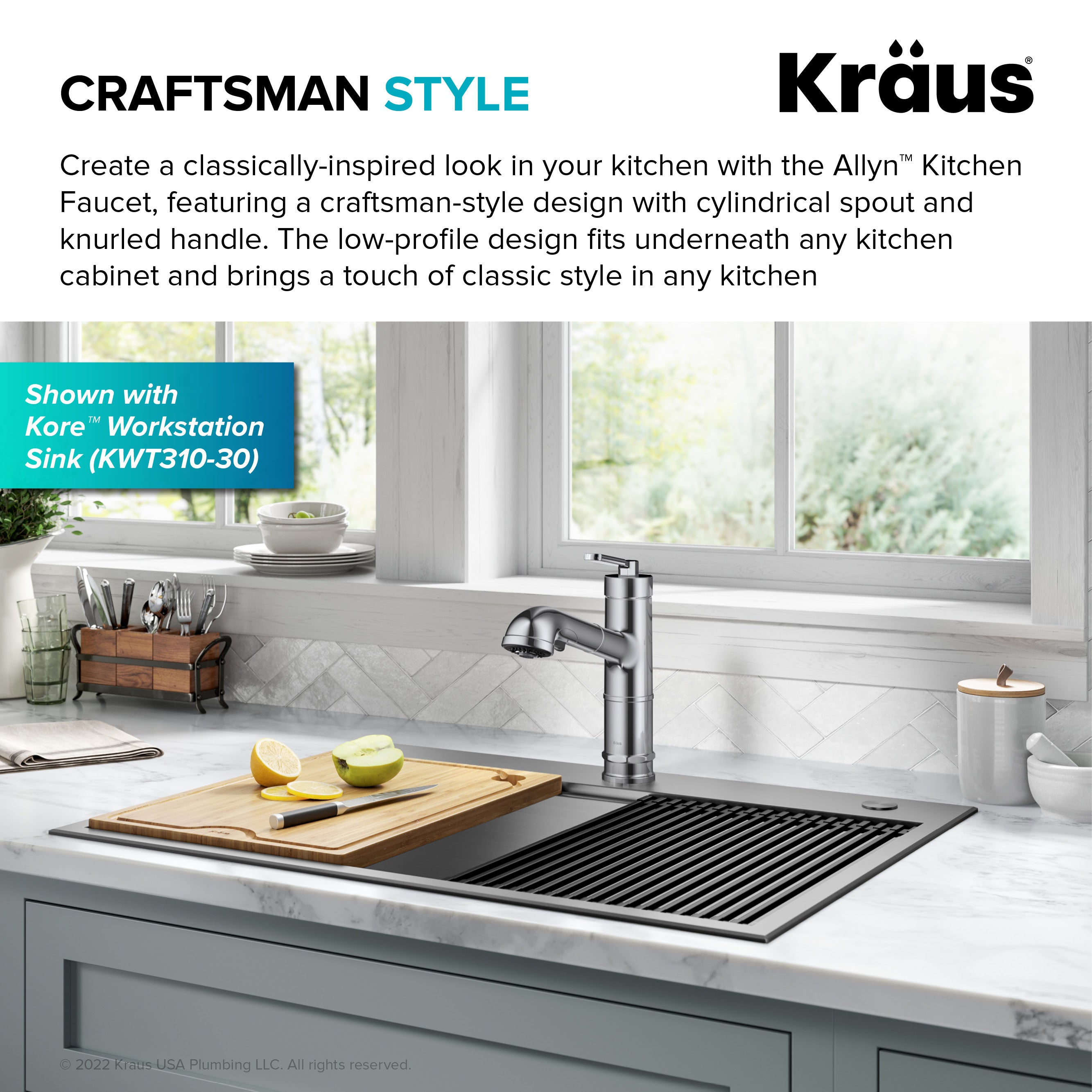 KRAUS Allyn Industrial Pull-Out Single Handle Kitchen Faucet in Chrome