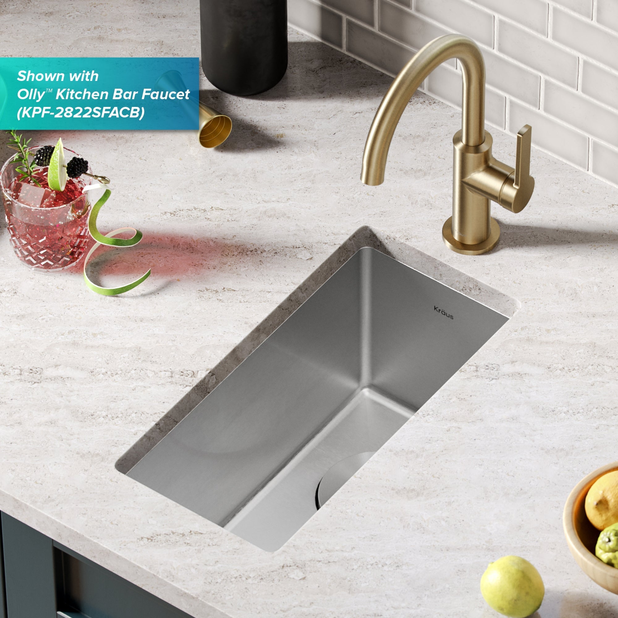 KRAUS 10" Undermount 16 Gauge Stainless Steel Bar Prep Sink-Kitchen Sinks-DirectSinks