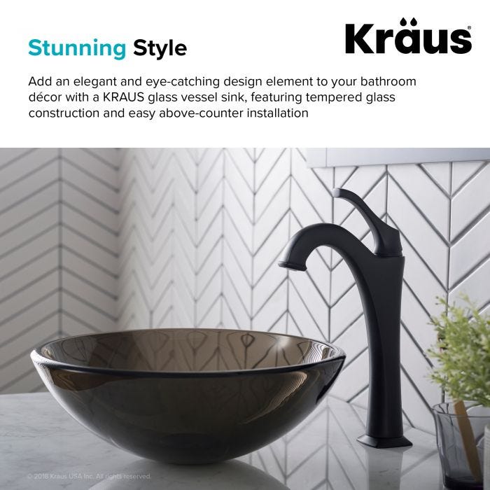 KRAUS 14 Inch Glass Vessel Sink in Clear Brown-Bathroom Sinks-DirectSinks