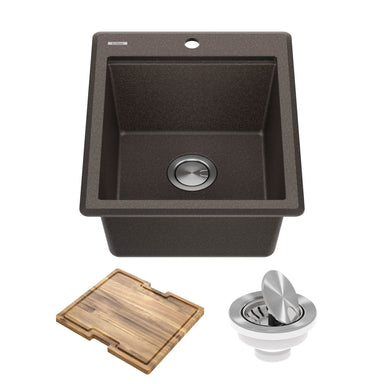 KRAUS 18” Drop-In Granite Composite Workstation Kitchen Bar Sink in Metallic Brown-DirectSinks