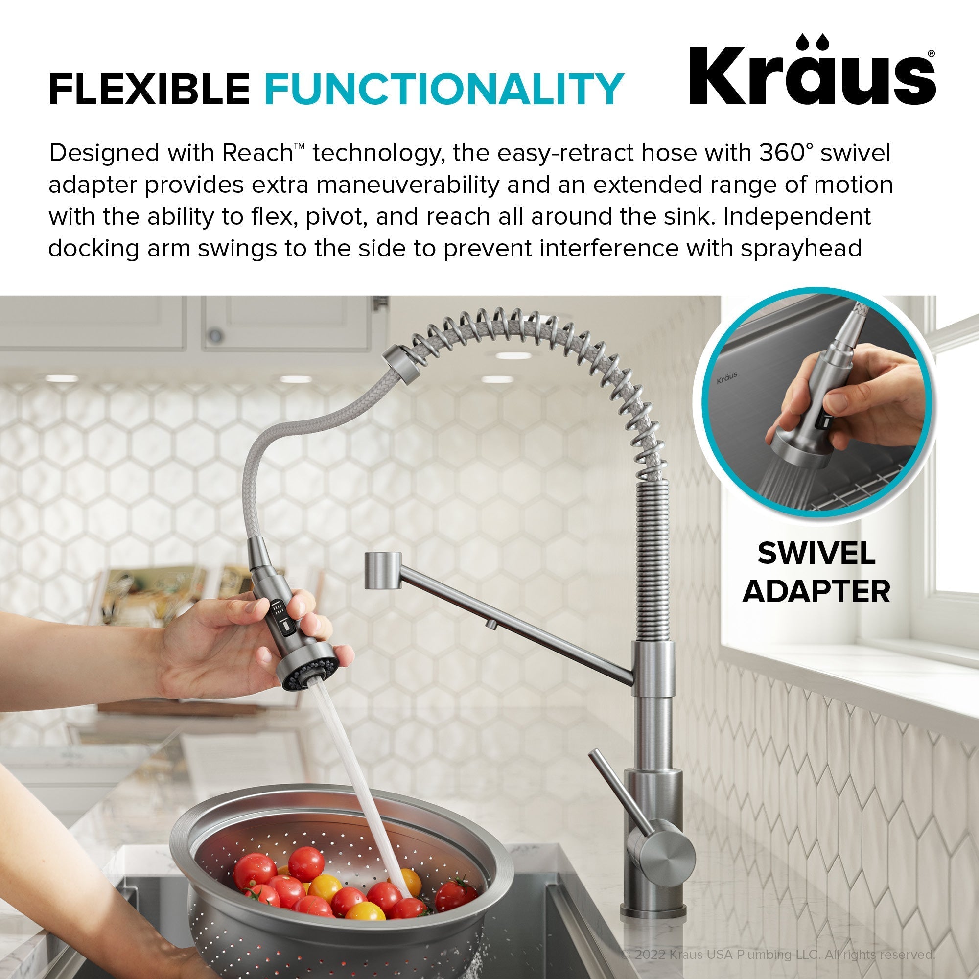 KRAUS 2-in-1 Commercial Style Pull-Down Single Handle Water Filter Kitchen Faucet in Spot-Free Stainless Steel with Purita 2-Stage Under-Sink Filtration System-FS-1000-KFF-1610SFS